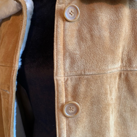 Dennis By Basso 100% Suede Leather Camel Coat Size Medium - Picture 13 of 14